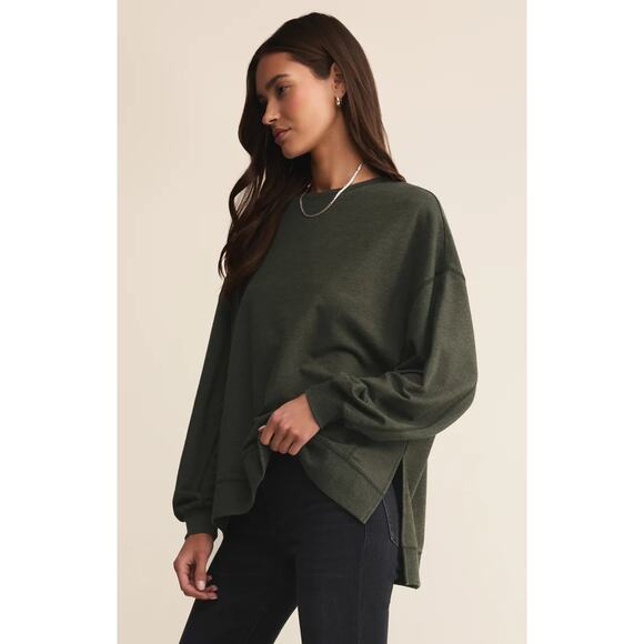 Z Supply Modern Weekender Sweatshirt - Artichoke NWT SIZE XS S - Picture 2 of 4